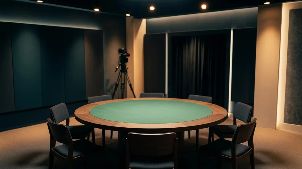 Conceptual illustration of a live casino studio without real branding